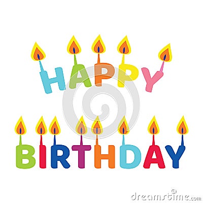 The inscription happy Birthday. Letters in the form of candles Vector Illustration