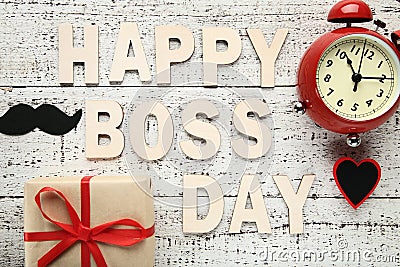 Inscription Happy Boss Day Stock Photo