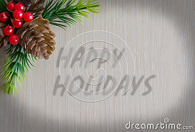 The Inscription Happy Holidays. Background - wood texture Stock Photo