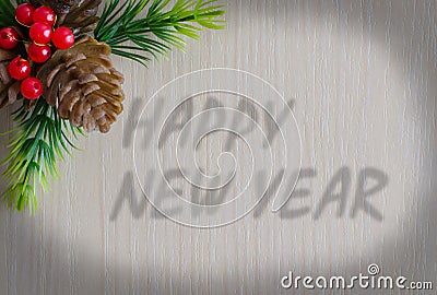 The Inscription Happy New Year. Background - wood texture Stock Photo