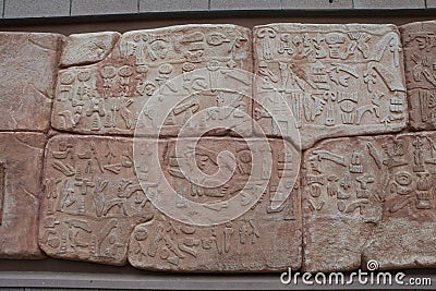 The Inscription of hieroglyphic in Bogazkale Museum, Corum. Editorial Stock Photo