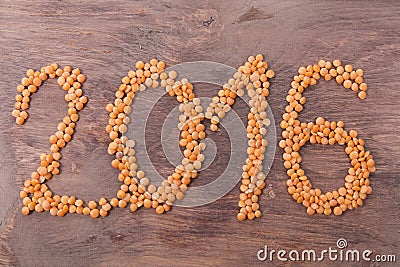 2016 inscription of lentils Stock Photo