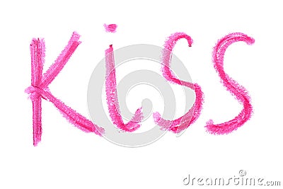 Inscription lipstick Kiss, Stock Photo