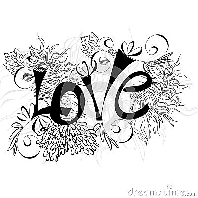 Inscription Love Vector Illustration