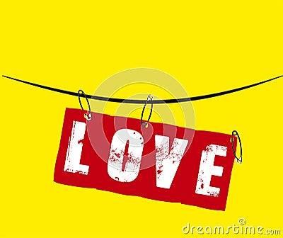 The inscription a love hanging on a string. Vector Illustration