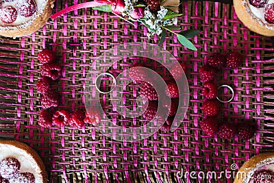 Inscription love letters from raspberry Stock Photo