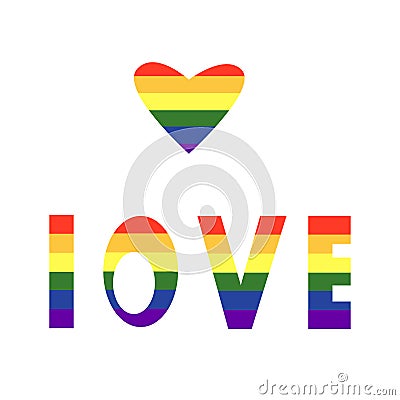Inscription of love, rainbow, sexual minorities Stock Photo