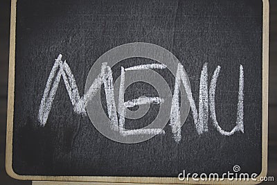 the inscription MENU on the blackboard Stock Photo