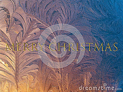 The inscription merry christmas on a background of frost Cartoon Illustration