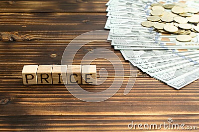 inscription price wooden cubes with letters Stock Photo