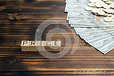 inscription price wooden cubes with letters Stock Photo