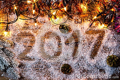 The inscription `2017` in the snow. Stock Photo