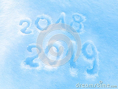 Inscription 2018 2019 on the snow, symbol of new year Stock Photo