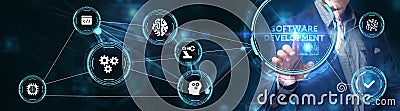 Inscription Software Development on the virtual display. Business, modern technology, internet and networking concept Stock Photo