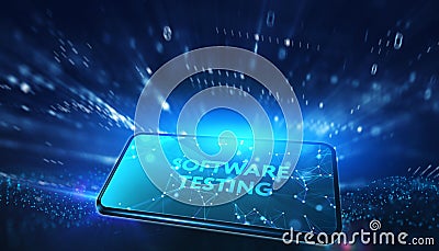 Inscription SOFTWARE TESTING on the virtual display. Business, modern technology, internet and networking concept Stock Photo