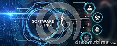Inscription SOFTWARE TESTING on the virtual display. Business, modern technology, internet and networking concept Stock Photo