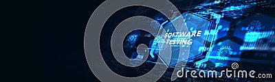 Inscription SOFTWARE TESTING on the virtual display. Business, modern technology, internet and networking concept Stock Photo