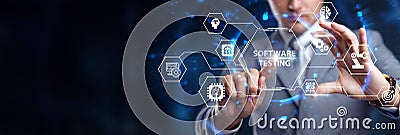 Inscription SOFTWARE TESTING on the virtual display. Business, modern technology, internet and networking concept Stock Photo