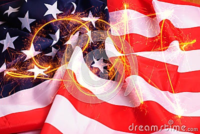 The inscription of sparks 2017 American flag background, Stock Photo