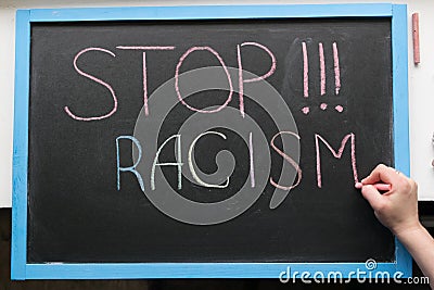 Inscription of stop racism Stock Photo