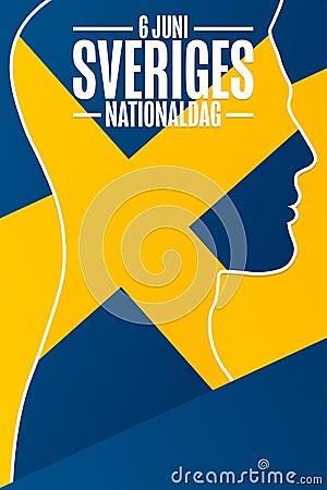 Inscription in Swedish means National Day of Sweden, June 6. Holiday concept. Template for background, banner, card Vector Illustration