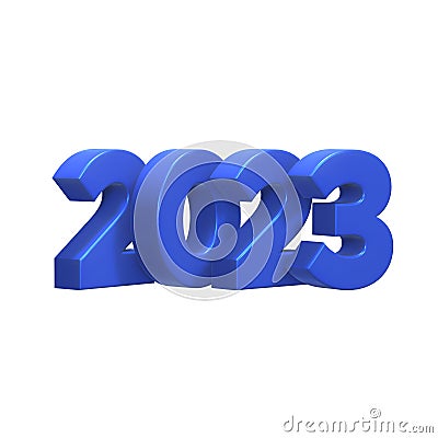 Inscription 2023. Volumetric blue plastic numbers on a white background. 3d render Stock Photo