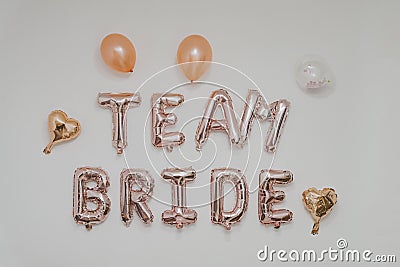 Inscription on the wall - team Bride, bachelorette party Stock Photo