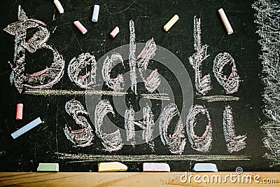 chalk with words back to school Stock Photo