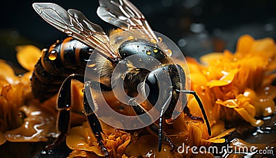 Insect bee animal macro nature honey pollination honey bee pollen generated by AI Stock Photo