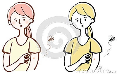 Insect bite mosquito woman illustration Vector Illustration