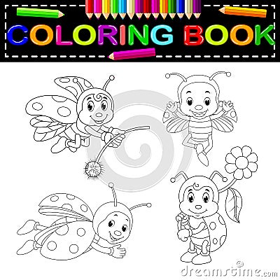 Insect coloring book Vector Illustration