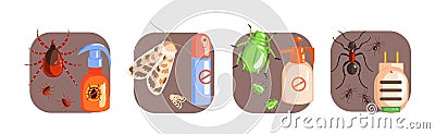 Insect Control and Parasite Extermination Chemical Vector Set Vector Illustration