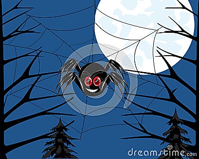 Insect spider in wood Vector Illustration