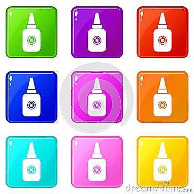 Insect spray icons 9 set Vector Illustration