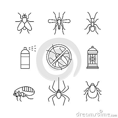 Insects control, anti pest emblem, insecticide Vector Illustration