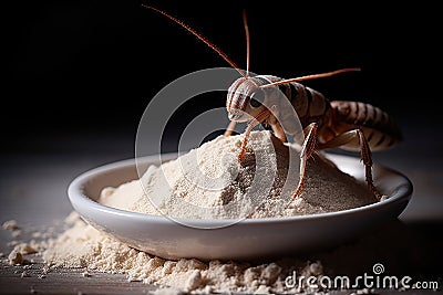 insects powder concept food entomophagy protein high source flour insect Cricket Stock Photo