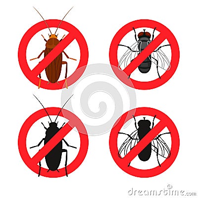Insects warning signs Vector Illustration