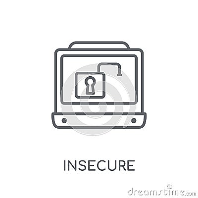 Insecure linear icon. Modern outline Insecure logo concept on wh Vector Illustration