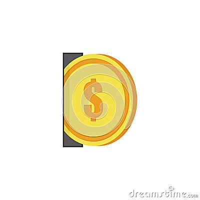 Insert coin, token or pay money icon Vector Illustration