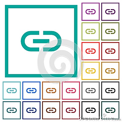 Insert link flat color icons with quadrant frames Stock Photo