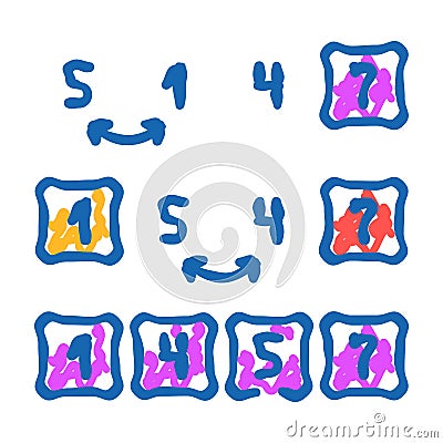insertion sort algorithm icon doodle illustration Vector Illustration
