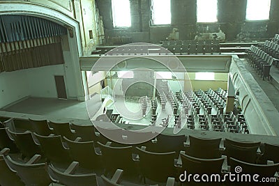 Inside abandoned theater Stock Photo