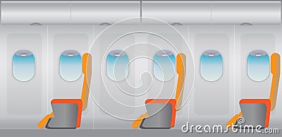 Inside Airplane, Business class seat Cartoon Illustration