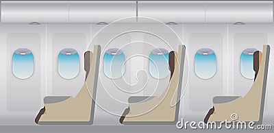 Inside Airplane, Business class seat Vector Illustration