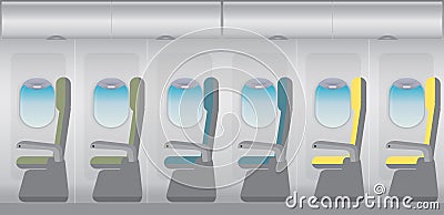 Inside Airplane, Economic class seat Cartoon Illustration