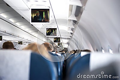 Inside a airplane Stock Photo