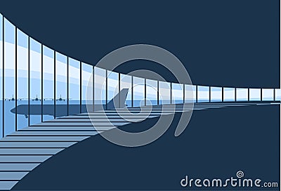 Inside Airport Terminal Background Vector Illustration