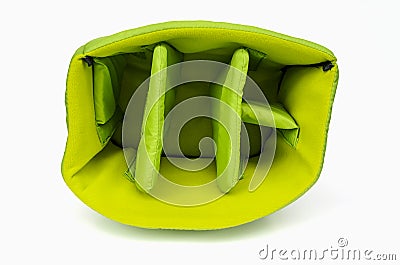 Inside of backpack camera bag Stock Photo