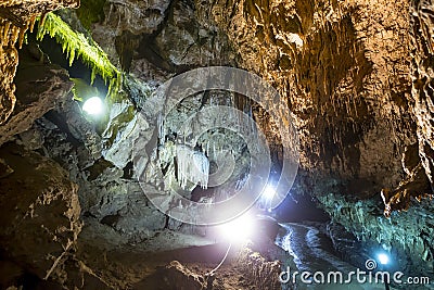 Inside of a beautiful colourful cave Stock Photo