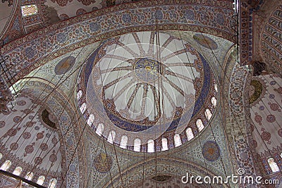 Inside the Blue Mosque. Hand-painted mosaic. Turkey country. Istanbul. Stock Photo